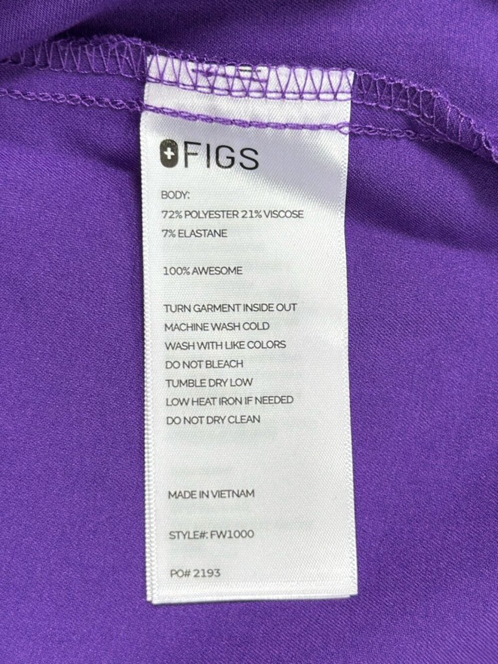FIGS FW1000 Womens Scrub Top XXL Purple NWOT Technical Collection - Picture 4 of 7